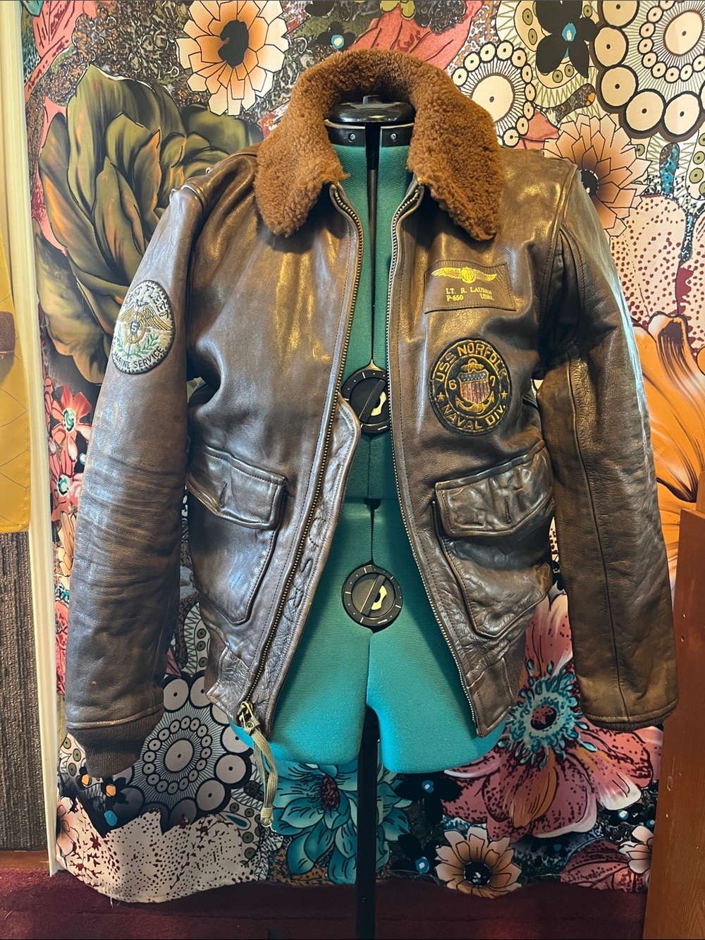 Polo Ralph Lauren G-1 Appliquéd Distressed Leather Bomber Jacket